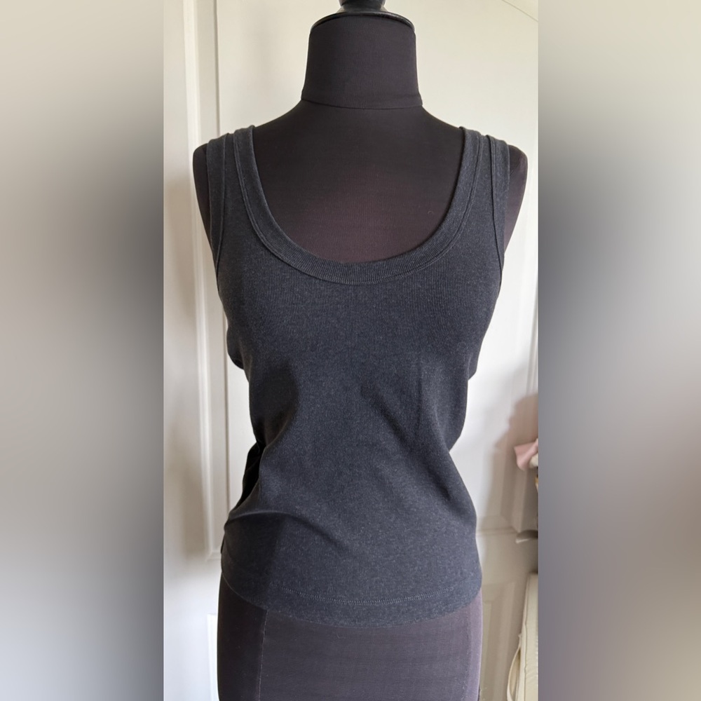 Brunello Cucinelli Ribbed Tank Top M Italian Luxury Stretch Cotton Basic - Picture 5 of 10